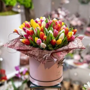 Кутия с 101 разноцветни лалета 