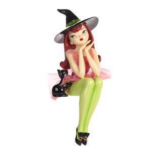 Goodwill Halloween - Вещица с котка за поставяне на ръб 59 см